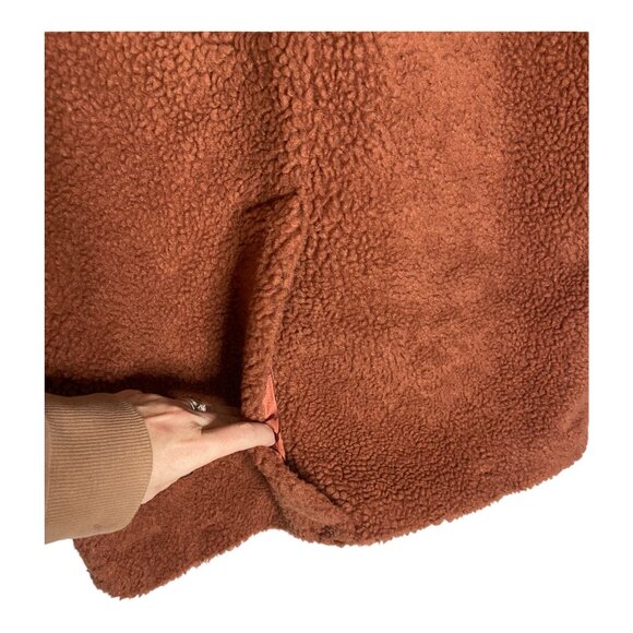 Abercrombie & Fitch Sherpa Teddy Button Front Long Rust Coat-sz Medium - Picture 5 of 11